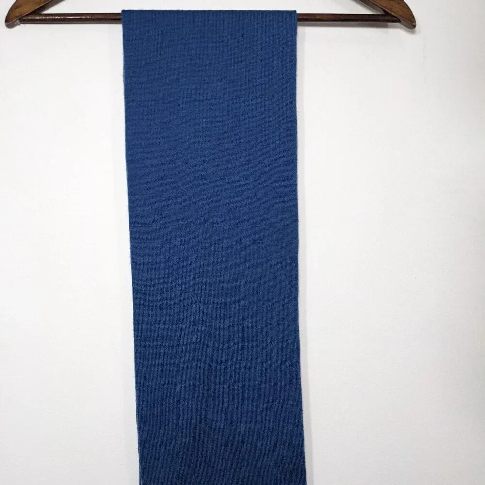LACOSTE Reversible Crocodile Merino Wool Scarf Blue Gray Mens 73.5